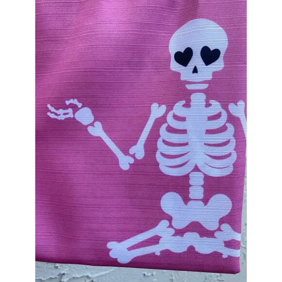 Betsey Johnson Pink Yoga Skeleton Shower Curtain – 72x72 – Halloween Gothic - Picture 2 of 4